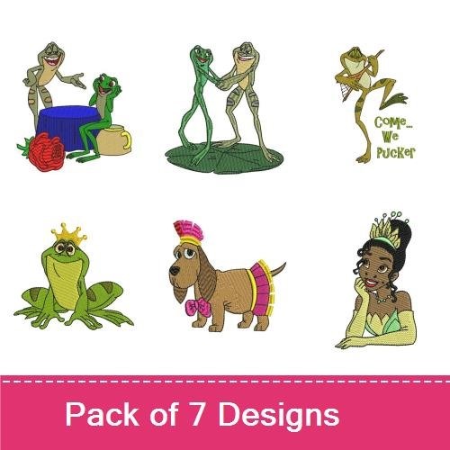 Frog & Princess Tiana Embroidery Bundle – Fun Designs (7 Designs)