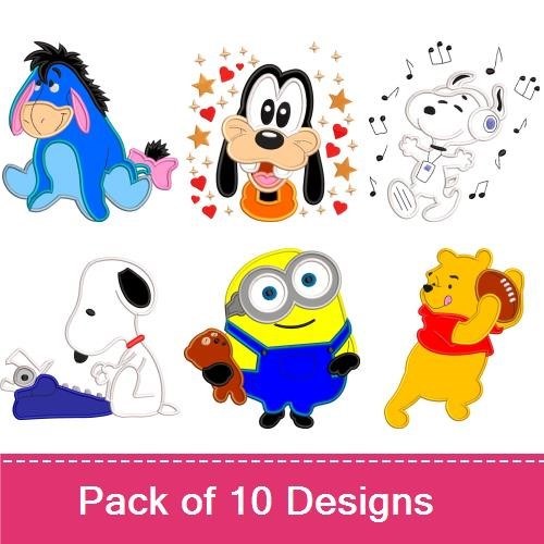 Eeyore, Goofy & Snoopy Embroidery Bundle – Character Designs (10 Designs)