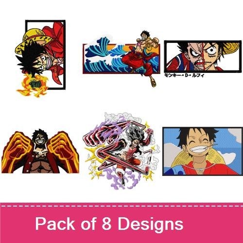 Dynamic Anime Heroes Embroidery Bundle – Hero in Action Pose, Hero with Sword, Group of Heroes & More (8 Designs)