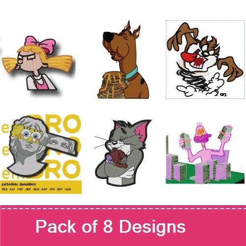 Cartoon Character Embroidery Bundle – Iconic Designs (8 Designs)