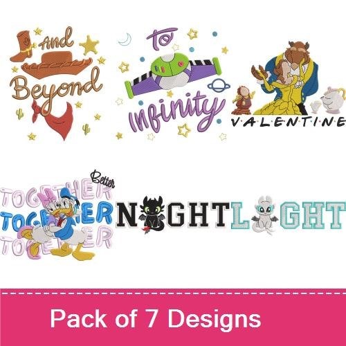 Cat & Light Valentine's Day Embroidery Designs Bundle – Cat with Night, Together, Balloons & More (7 Designs)
