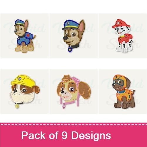 Police Dog & Dalmatian Embroidery Bundle – Construction & Puppy Designs (9 Designs)