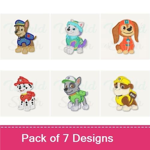 Police Dog & Firefighter Dog Embroidery Bundle – Fun Animal Designs (7 Designs)
