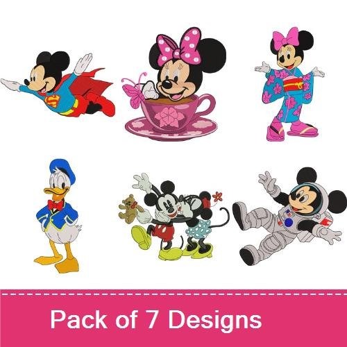 Mickey & Minnie Mouse Embroidery Bundle – Superheroes & Tea Party (7 Designs)