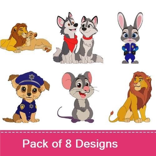 Lion & Animal Characters Embroidery Bundle – Fun Designs (8 Designs)