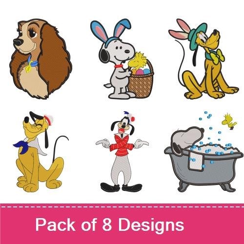 Lady and the Tramp & Friends Embroidery Bundle – Disney Characters (8 Designs)