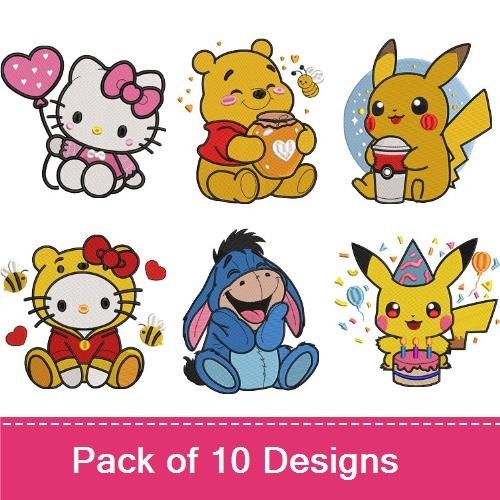 Hello Kitty & Friends Embroidery Bundle – Cute Characters (10 Designs)