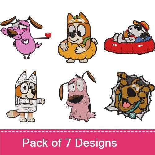 Dog Character Embroidery Bundle – Cute & Fun Themes (7 Designs)