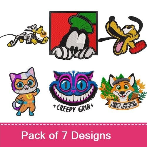 Dalmation Dog & Goofy Character Embroidery Bundle – Fun Animal Designs (7 Designs)