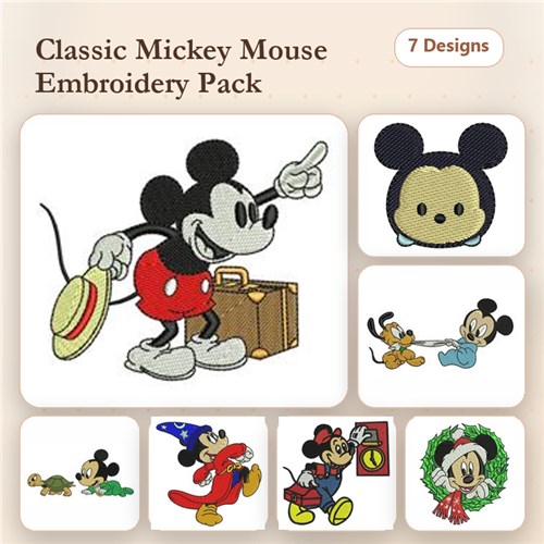 Mickey Mouse Embroidery Bundle – Classic Characters (7 Designs)