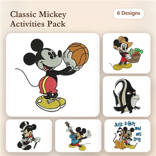 Mickey Mouse Embroidery Bundle – Fun Character Designs (6 Designs) Mickey Mouse Embroidery Bundle – Fun Character Designs (6 Designs)