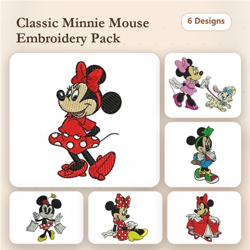 Minnie & Mickey Mouse Embroidery Bundle – Fun Characters (6 Designs) Minnie & Mickey Mouse Embroidery Bundle – Fun Characters (6 Designs)