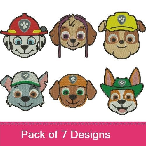 Paw Patrol Dog Embroidery Bundle – Firefighter & Construction Dogs (7 Designs)