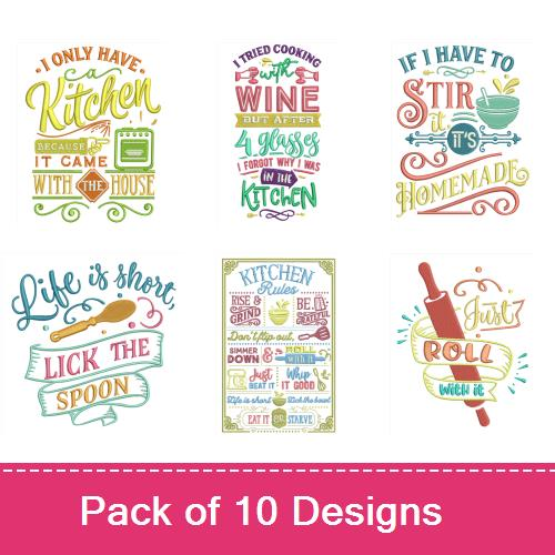 Funny Kitchen Sayings Pack Embroidery design pack by Mira Embroidery,  Embroidery Packs on  