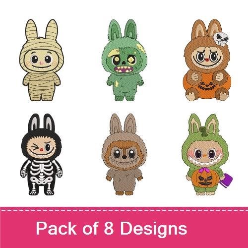 Halloween Monster Costumes Embroidery Designs Bundle – Pumpkin, Bear, Mummy, Bunny & More (8 Designs)