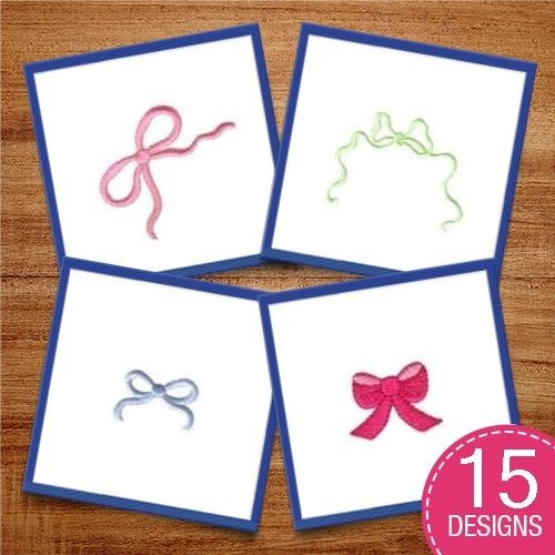Elegant Bows Embroidery Designs Bundle – Red Bow, Pink Bow, Twisted Bow & More (15 Designs)