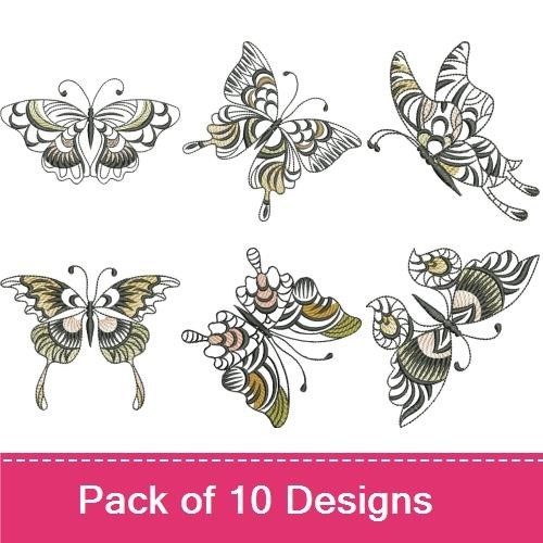 Elegant Butterflies Embroidery Designs Bundle – Elegant Butterfly 1, Elegant Butterfly 2, Elegant Butterfly 3 & More (10 Designs)