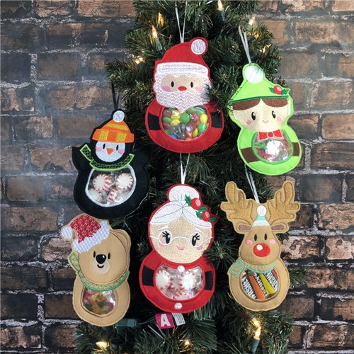 ITH Holiday Treat Holders Embroidery Bundle – Santa, Penguin, Reindeer, Elf & More (6 Designs)