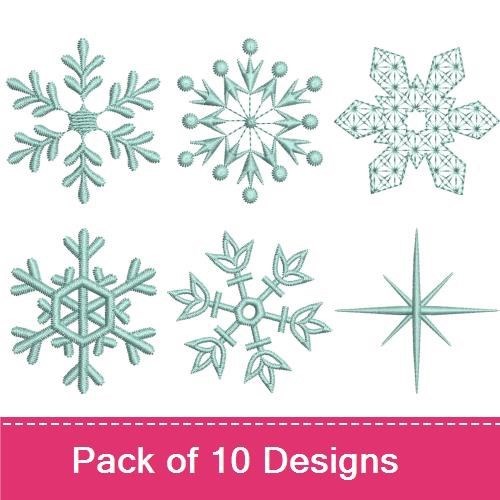 Redwork Elegant Snowflakes Embroidery Designs Bundle – Ornate, Intricate, Floral & More (10 Designs)