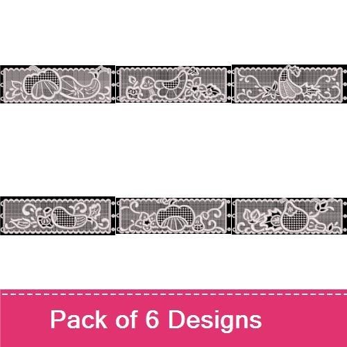 FSL Vintage Fruit Lace Edging Embroidery Bundle – Apple, Pear, Grapes, Cherry & More (6 Designs)