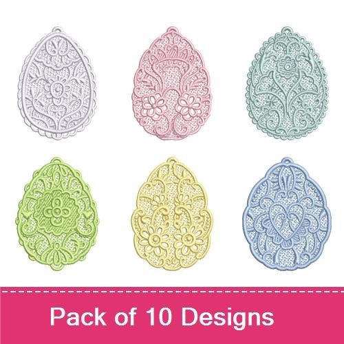 FSL Decorative Lace Egg Embroidery Bundle – Floral, Butterfly, Geometric & More (10 Designs)