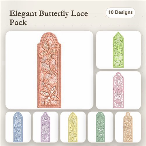 FSL Floral Bookmark Embroidery Designs Bundle – Purple, Pink, Blue, Red & More (10 Designs)