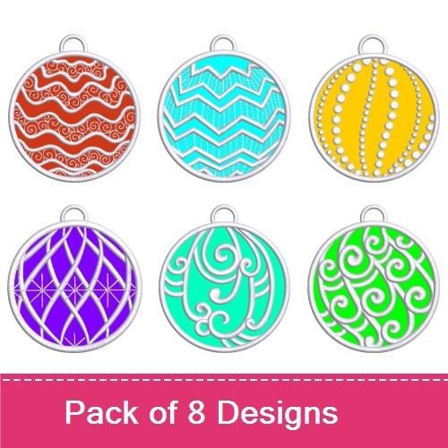 ITH Colorful Swirls and Stripes Embroidery Designs Bundle – Red Swirl Ornament, Blue Stripe Ornament, Green Swirl Ornament & More (8 Designs)