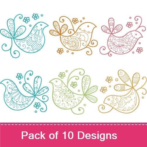 Stem Stitch Birds