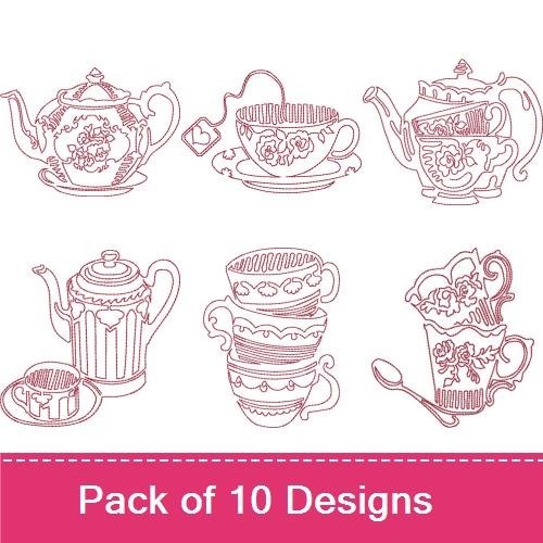 Tea Time Redwork