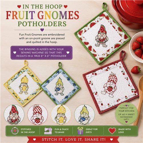 ITH Fruit Gnomes Potholders ITH Fruit Gnomes Potholders