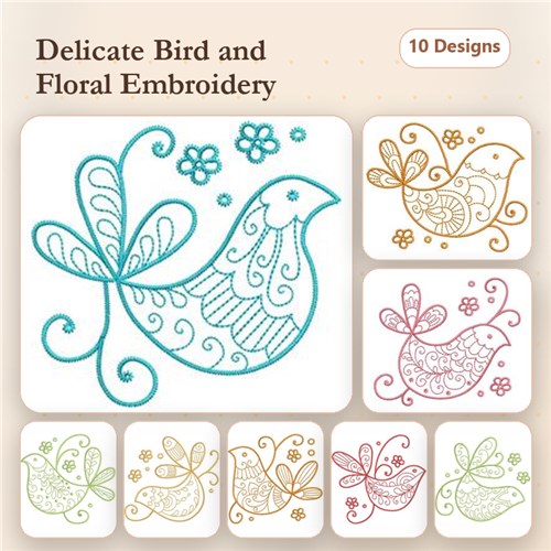 Stem Stitch Birds
