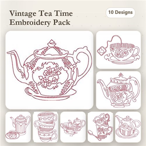 Tea Time Redwork