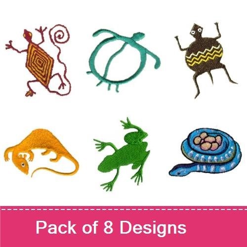 Reptiles & Amphibians Embroidery Designs Bundle – Turtle, Lizard, Frog, Tortoise & More (8 Designs)
