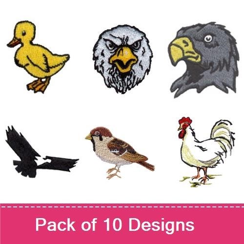 Bird Embroidery Bundle – Duckling, Eagle Head, Hawk Head & More (10 Designs)