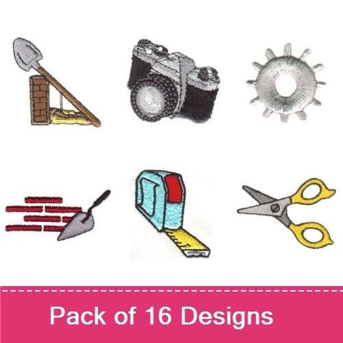 Handy Tools Embroidery Designs Bundle – Sewing Needle, Scissors, Tape Measure, Trowel & More (16 Designs)