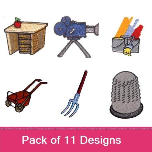 Sewing Tools & Vintage Essentials Embroidery Designs Bundle – Sewing Machine, Sewing Table, Film Camera & More (11 Designs)