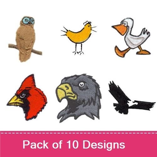 Charming Birds Embroidery Bundle – Swan, Duck, Cardinal, Owl & More (10 Designs)