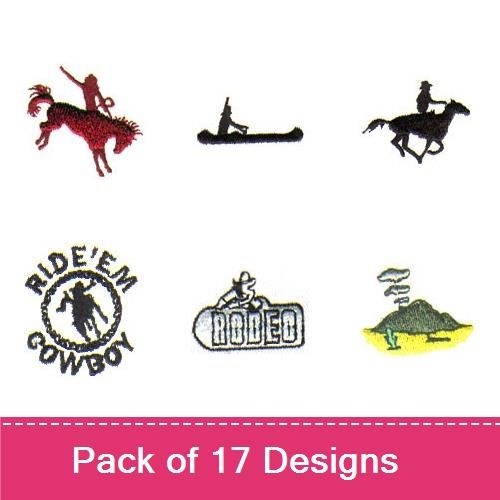 Western Cowboy & Nature Embroidery Designs Bundle – Cowboy on Horse, Cactus, Eagle & More (17 Designs)