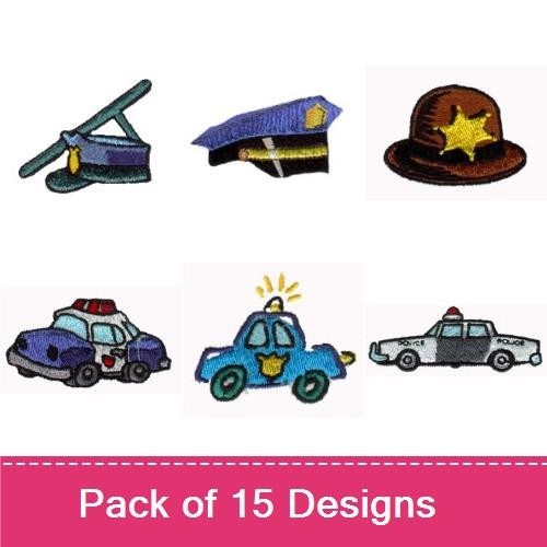 Police & Law Enforcement Embroidery Designs Bundle – Police Car, Handcuffs, Badge & More (15 Designs)