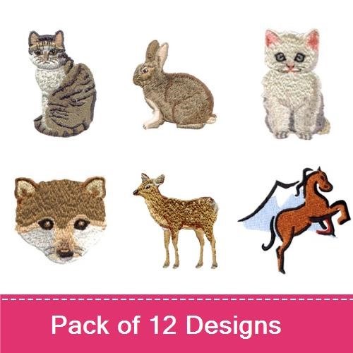 Woodland & Farm Animals Embroidery Bundle – Tabby Cat, White Cat, Rabbit & More (12 Designs)