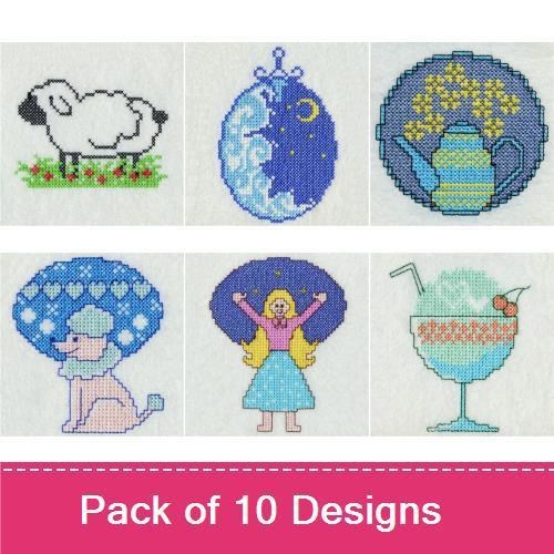 Cross Stitch Whimsical Vintage Embroidery Designs Bundle – Sunshine, Sheep, Blue Egg & More (10 Designs)