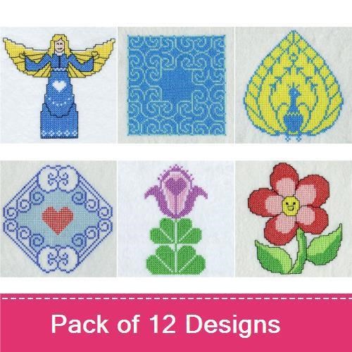 Cross Stitch Whimsical Animal Embroidery Bundle – Chick, Angel, Cow, Lion, Swan & More (12 Designs)