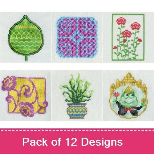 Cross Stitch Vintage Floral Embroidery Designs Bundle – Floral Medallion, Rose Bouquet, Ornate Scroll & More (12 Designs)