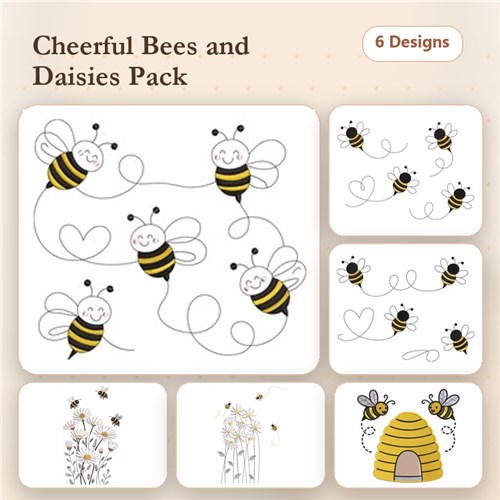 Honey Bee & Flower Embroidery Bundle – Sweet Designs (6 Designs)