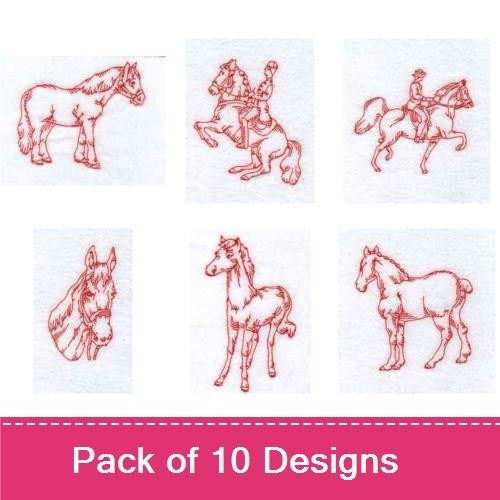 Redwork Horses