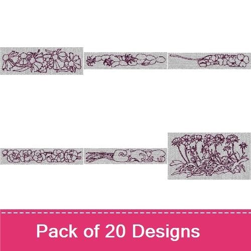 Floral Border Embroidery Designs Bundle – Decorative Borders & More (10 Designs)