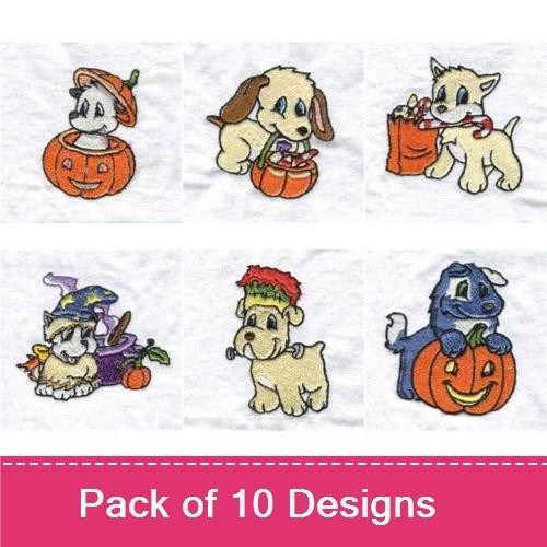 Halloween Dog & Cat Embroidery Bundle – Spooky & Cute (10 Designs)