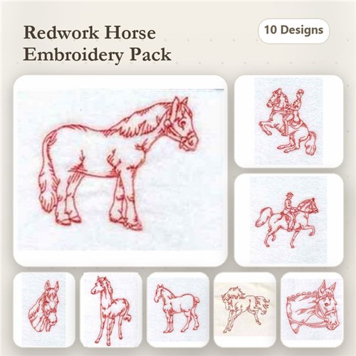 Redwork Horses