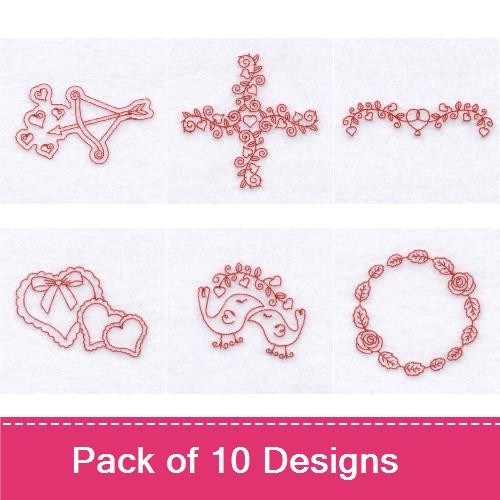Redwork Valentines