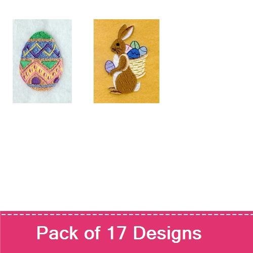 Easter Bunny & Chick Embroidery Bundle – Jumping Bunny, Hiding Bunny, Easter Flower Bouquet & More (17 Designs)